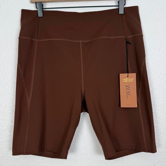 Girlfriend Collective High Rise Biker Short in Brown Earth NWT Size XXXL - Picture 1 of 4